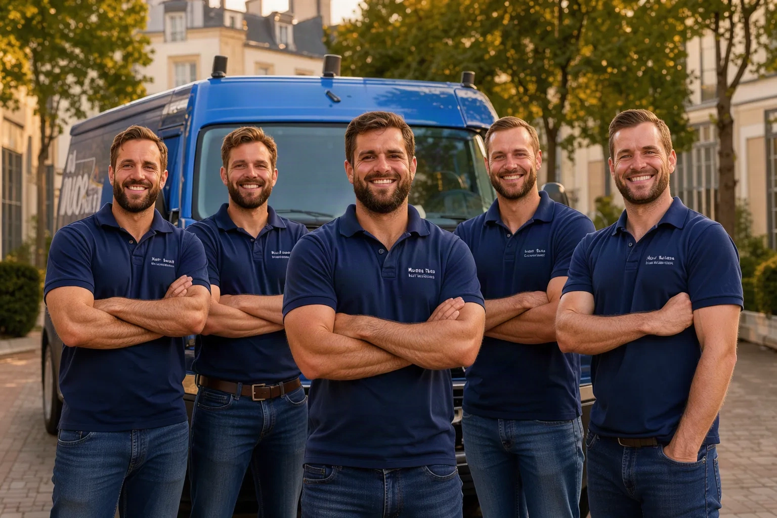 L'équipe Grobra devant son camion bleu